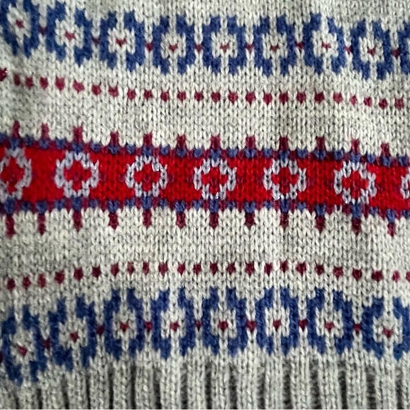 Lane Bryant Open Front Fair Isle Cardigan 14/16 Gray Red Metallic Thick Knit NWT - Picture 11 of 16